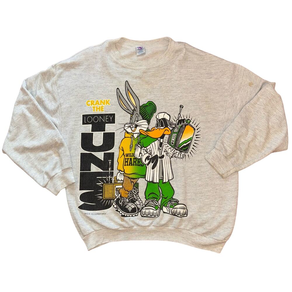 Crank the Looney Tunes 1993 Warner Bros Vintage Sweatshirt Bugs + Daffy